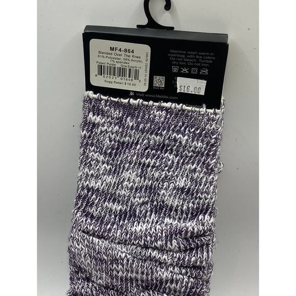 MEMOI Women's Purple-Gray Colorblock Knit Pull-On Over The Knee Socks SZ OS - Picture 4 of 9